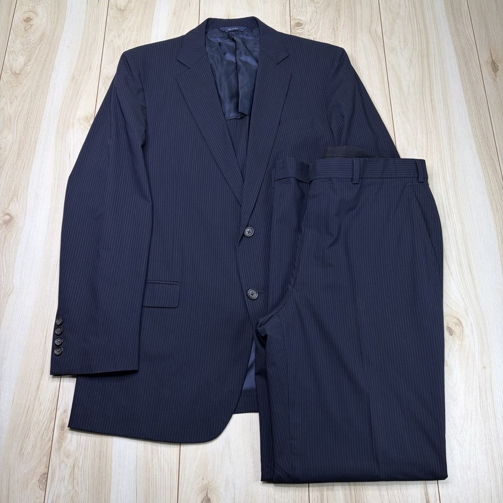 Brooks Brothers Fitzgerald Brookscool Full Canvas Stripe Wool Suit Men 42L 36x33